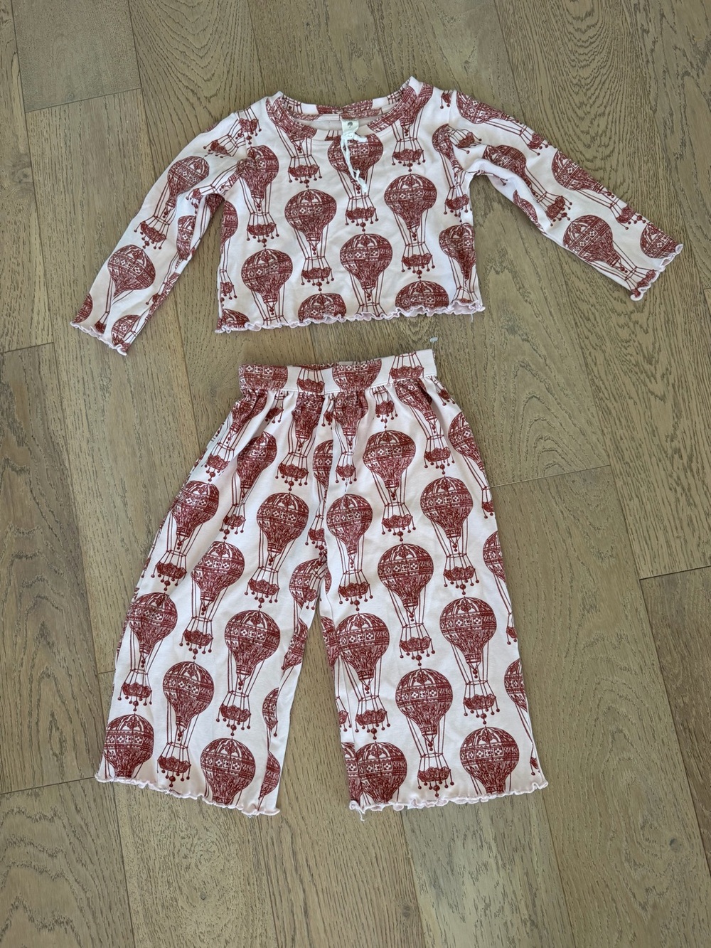 Kate Quinn Organic Cotton Pajama Set Long Sleeve Pants Hot Air Balloon 5Y